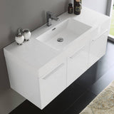 Fresca FCB8092WH-I Vista 48" White Wall Hung Modern Bathroom Cabinet with Integrated Sink