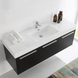 Fresca FCB8093BW-I Vista 60" Black Wall Hung Single Sink Modern Bathroom Cabinet with Integrated Sink