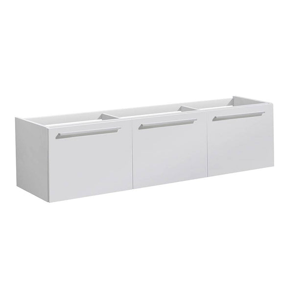 Fresca FCB8093WH Vista 60" White Wall Hung Single Sink Modern Bathroom Cabinet