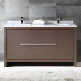 Fresca FCB8119GO-CWH-U Allier 60" Gray Oak Modern Double Sink Bathroom Cabinet with Top & Sinks