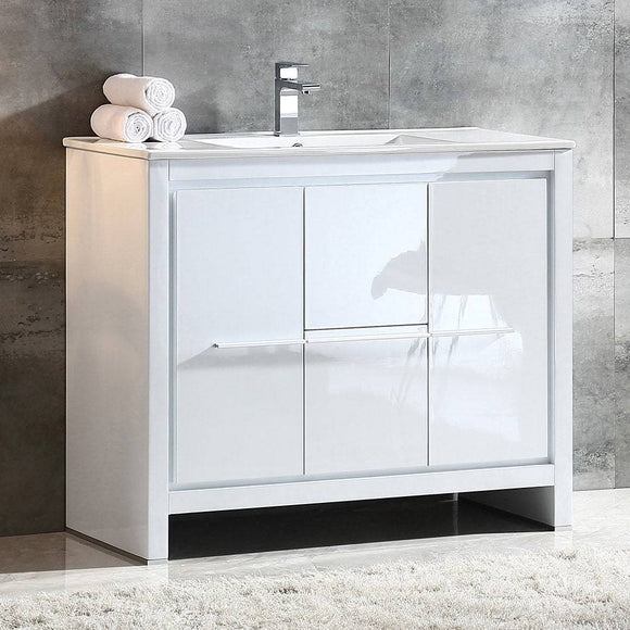Fresca FCB8140WH-I Allier 40" White Modern Bathroom Cabinet with Sink