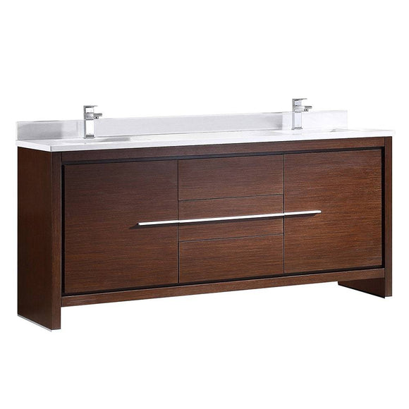 Fresca FCB8172WG-CWH-U Allier 72" Wenge Brown Modern Double Sink Bathroom Cabinet with Top & Sinks