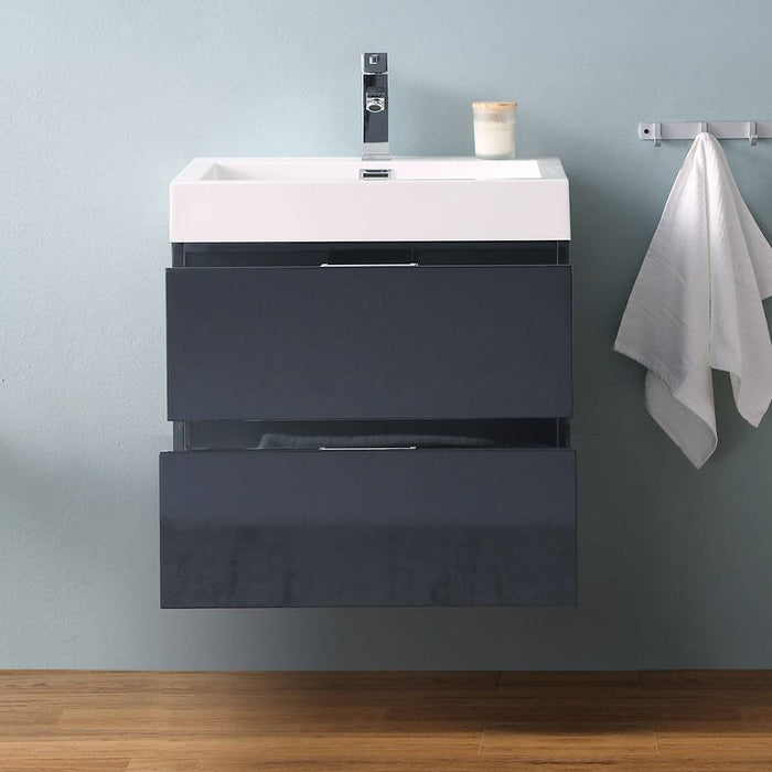 Fresca FCB8324GG-I Valencia 24" Dark Slate Gray Wall Hung Modern Bathroom Vanity