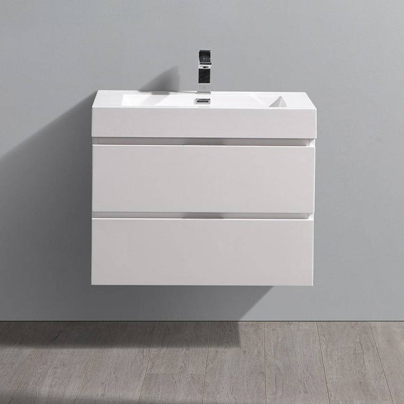 Fresca FCB8330WH-I Valencia 30" Glossy White Wall Hung Modern Bathroom Vanity