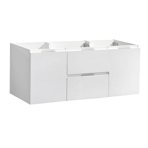 Fresca FCB8348WH-D Valencia 48" Glossy White Wall Hung Double Sink Modern Bathroom Cabinet