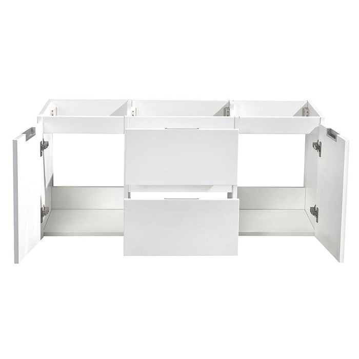Fresca FCB8348WH-D Valencia 48" Glossy White Wall Hung Double Sink Modern Bathroom Cabinet