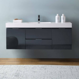 Fresca FCB8360GG-I Valencia 60" Dark Slate Gray Wall Hung Modern Bathroom Vanity