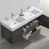 Fresca FCB8360GO-D-I Valencia 60" Gray Oak Wall Hung Double Sink Modern Bathroom Vanity