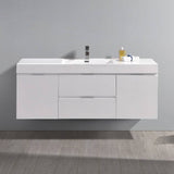 Fresca FCB8360WH-I Valencia 60" Glossy White Wall Hung Modern Bathroom Vanity