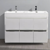 Fresca FCB8448WH-D-I Valencia 48" Glossy White Free Standing Double Sink Modern Bathroom Vanity
