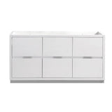 Fresca FCB8448WH-D Valencia 48" Glossy White Free Standing Double Sink Modern Bathroom Cabinet