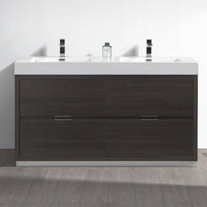 Fresca FCB8460GO-D-I Valencia 60" Gray Oak Free Standing Double Sink Modern Bathroom Vanity