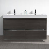 Fresca FCB8460GO-D-I Valencia 60" Gray Oak Free Standing Double Sink Modern Bathroom Vanity