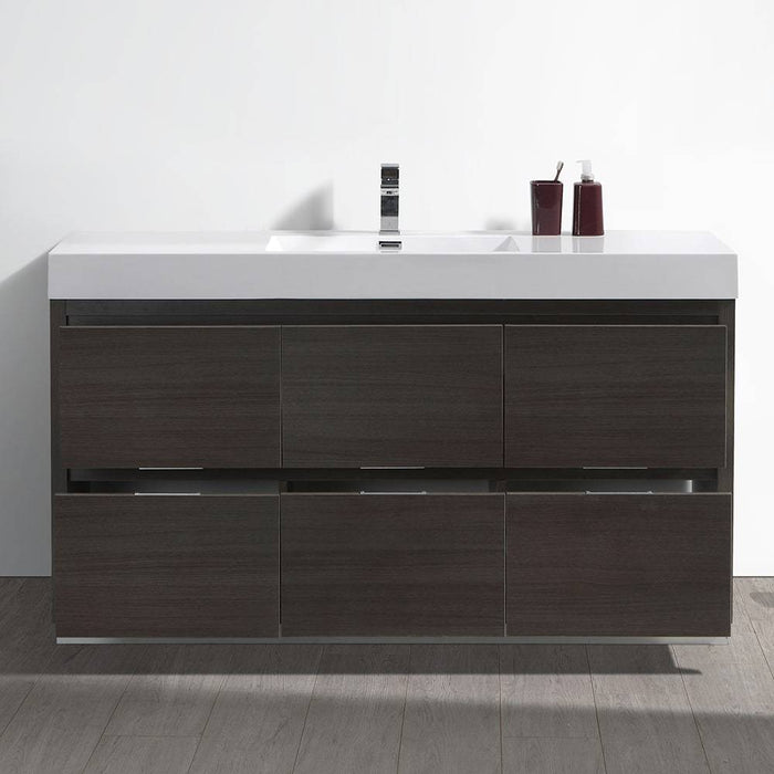 Fresca FCB8460GO-I Valencia 60" Gray Oak Free Standing Modern Bathroom Vanity