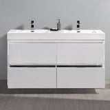Fresca FCB8460WH-D-I Valencia 60" Glossy White Free Standing Double Sink Modern Bathroom Vanity