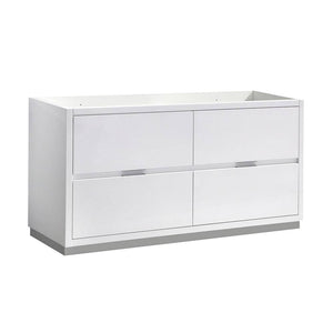 Fresca FCB8460WH-D Valencia 60" Glossy White Free Standing Double Sink Modern Bathroom Cabinet