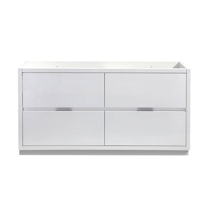 Fresca FCB8460WH-D Valencia 60" Glossy White Free Standing Double Sink Modern Bathroom Cabinet