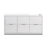 Fresca FCB8460WH Valencia 60" Glossy White Free Standing Single Sink Modern Bathroom Cabinet