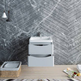 Fresca FCB9024GRG-I Tuscany 24" Glossy Gray Wall Hung Modern Bathroom Cabinet with Integrated Sink