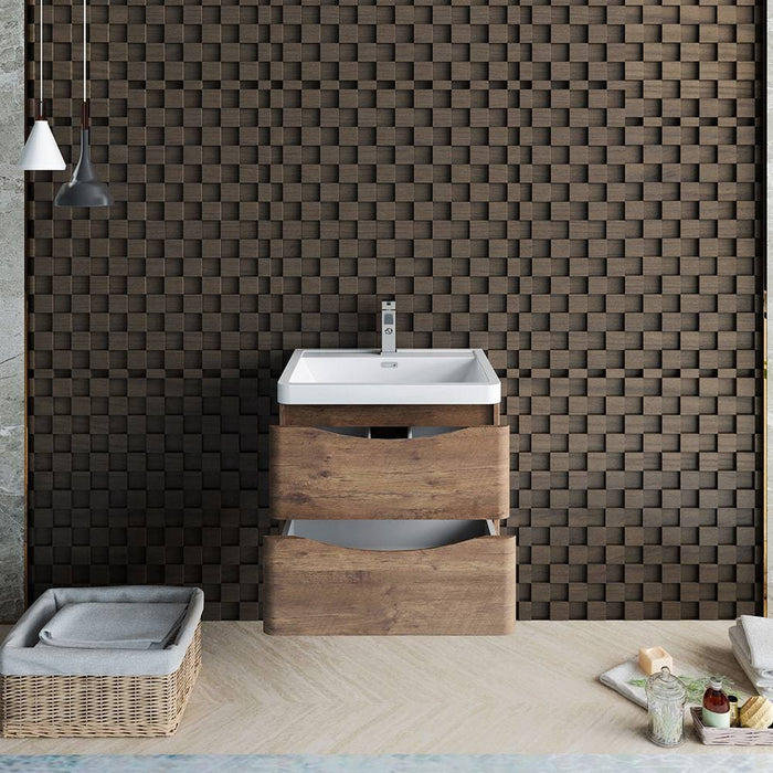 Fresca FCB9024RW-I Tuscany 24" Rosewood Wall Hung Modern Bathroom Cabinet with Integrated Sink