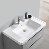 Fresca FCB9032GRG-I Tuscany 32" Glossy Gray Wall Hung Modern Bathroom Cabinet with Integrated Sink