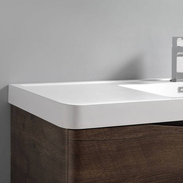 Fresca FCB9032RW-I Tuscany 32" Rosewood Wall Hung Modern Bathroom Cabinet with Integrated Sink