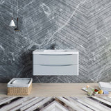 Fresca FCB9040GRG-I Tuscany 40" Glossy Gray Wall Hung Modern Bathroom Cabinet with Integrated Sink