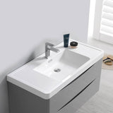 Fresca FCB9040GRG-I Tuscany 40" Glossy Gray Wall Hung Modern Bathroom Cabinet with Integrated Sink