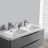 Fresca FCB9048GRG-D-I Tuscany 48" Glossy Gray Wall Hung Modern Bathroom Cabinet with Integrated Double Sink