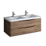 Fresca FCB9048RW-D-I Tuscany 48" Rosewood Wall Hung Modern Bathroom Cabinet with Integrated Double Sink