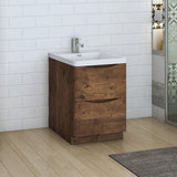Fresca FCB9124RW-I Tuscany 24" Rosewood Free Standing Modern Bathroom Cabinet with Integrated Sink