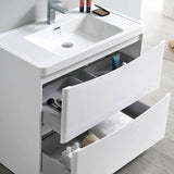 Fresca FCB9132WH-I Tuscany 32" Glossy White Free Standing Modern Bathroom Cabinet with Integrated Sink