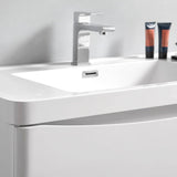 Fresca FCB9132WH-I Tuscany 32" Glossy White Free Standing Modern Bathroom Cabinet with Integrated Sink