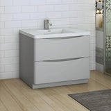 Fresca FCB9140GRG-I Tuscany 40" Glossy Gray Free Standing Modern Bathroom Cabinet with Integrated Sink