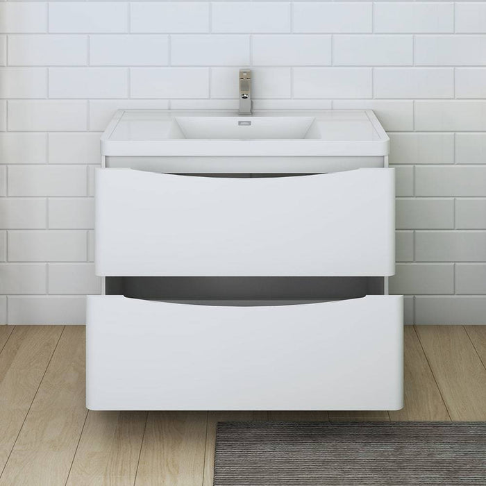 Fresca FCB9140WH-I Tuscany 40" Glossy White Free Standing Modern Bathroom Cabinet with Integrated Sink