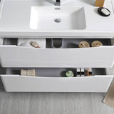 Fresca FCB9140WH-I Tuscany 40" Glossy White Free Standing Modern Bathroom Cabinet with Integrated Sink