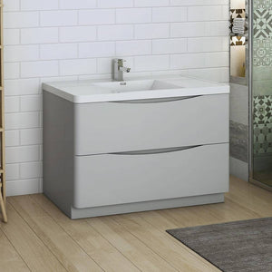 Fresca FCB9148GRG-I Tuscany 48" Glossy Gray Free Standing Modern Bathroom Cabinet with Integrated Sink
