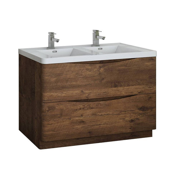 Fresca FCB9148RW-D-I Tuscany 48" Rosewood Free Standing Modern Bathroom Cabinet with Integrated Double Sink