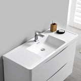 Fresca FCB9148WH-I Tuscany 48" Glossy White Free Standing Modern Bathroom Cabinet with Integrated Sink