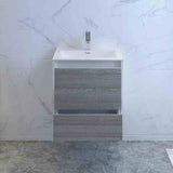 Fresca FCB9224HA-I Catania 24" Glossy Ash Gray Wall Hung Modern Bathroom Cabinet with Integrated Sink