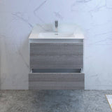 Fresca FCB9230HA-I Catania 30" Glossy Ash Gray Wall Hung Modern Bathroom Cabinet with Integrated Sink