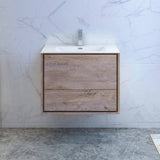 Fresca FCB9230RNW-I Catania 30" Rustic Natural Wood Wall Hung Modern Bathroom Cabinet with Integrated Sink