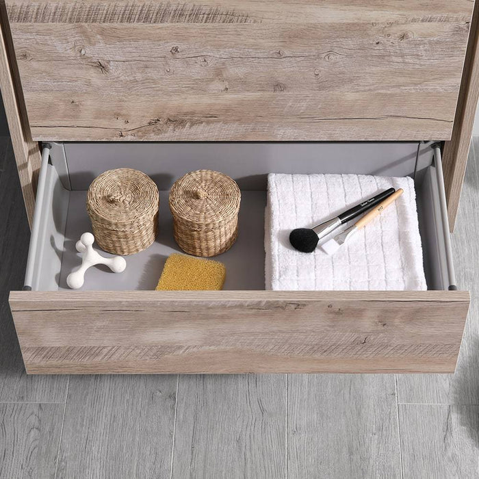 Fresca FCB9230RNW-I Catania 30" Rustic Natural Wood Wall Hung Modern Bathroom Cabinet with Integrated Sink