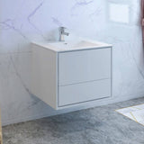 Fresca FCB9230WH-I Catania 30" Glossy White Wall Hung Modern Bathroom Cabinet with Integrated Sink