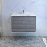 Fresca FCB9236HA-I Catania 36" Glossy Ash Gray Wall Hung Modern Bathroom Cabinet with Integrated Sink