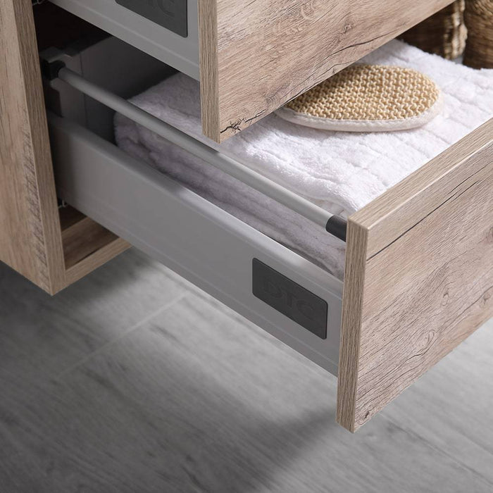 Fresca FCB9236RNW-I Catania 36" Rustic Natural Wood Wall Hung Modern Bathroom Cabinet with Integrated Sink