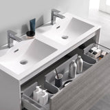 Fresca FCB9248HA-D-I Catania 48" Glossy Ash Gray Wall Hung Modern Bathroom Cabinet with Integrated Double Sink