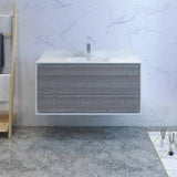 Fresca FCB9248HA-I Catania 48" Glossy Ash Gray Wall Hung Modern Bathroom Cabinet with Integrated Sink