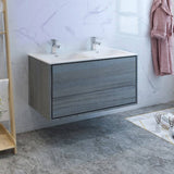 Fresca FCB9248OG-D-I Catania 48" Ocean Gray Wall Hung Modern Bathroom Cabinet with Integrated Double Sink