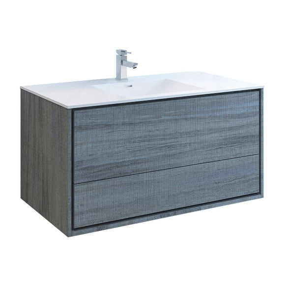 Fresca FCB9248OG-I Catania 48" Ocean Gray Wall Hung Modern Bathroom Cabinet with Integrated Sink